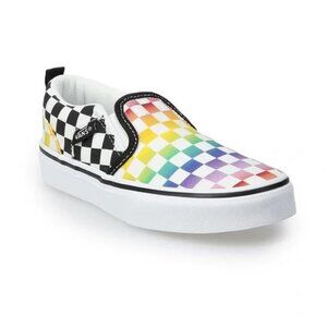 NIB Vans Asher Rainbow Check Slip-On Sneaker - Kids' size 2
